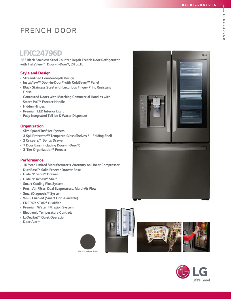Page 1 de la notice Fiche technique LG LFXC24796D