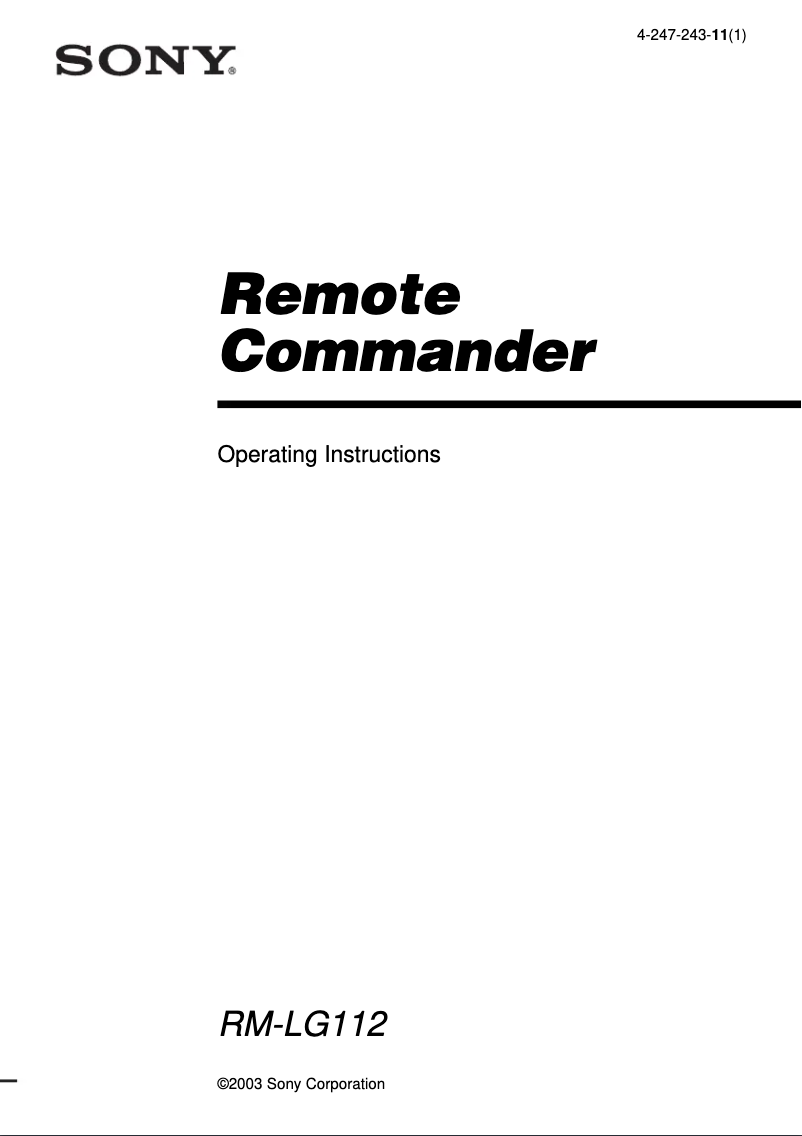 Image de la première page du manuel de l'appareil RM-LG112