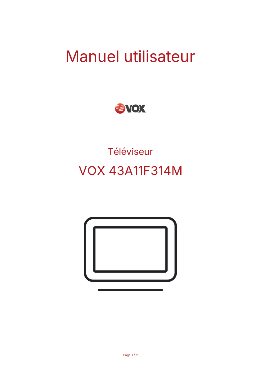 Page n°1 - Manuel utilisateur VOX 43A11F314M