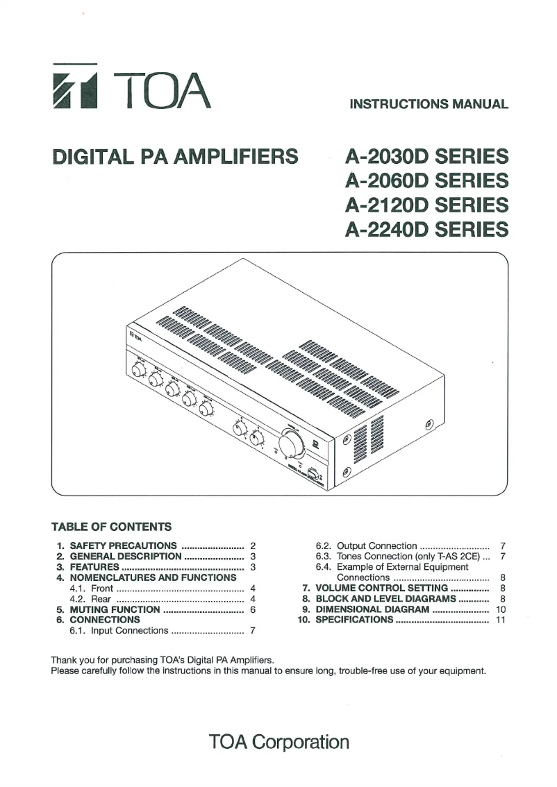 Page n°1 - Manuel utilisateur TOA A-2120DD