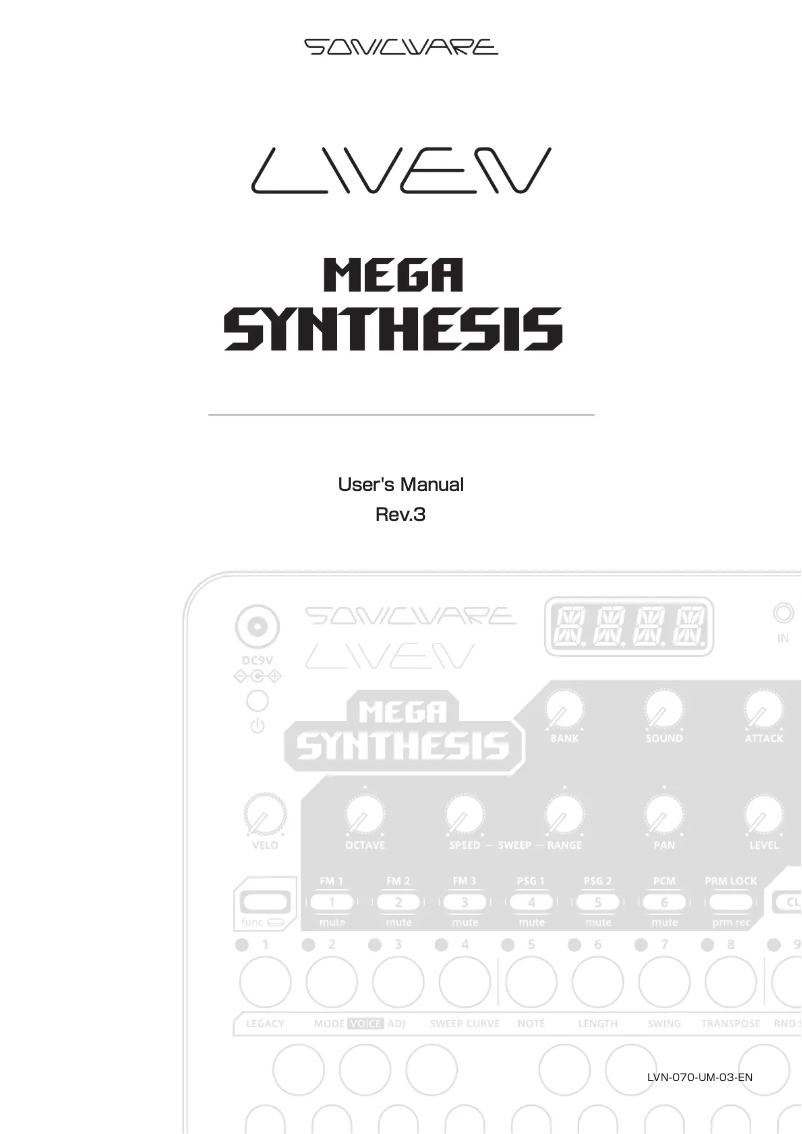 Image de la première page du manuel de l'appareil LIVEN MEGA SYNTHESIS