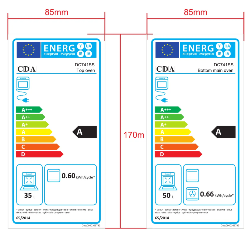 Page n°1 - Label énergétique CDA DC741BL