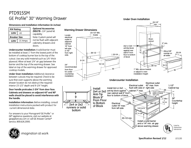First page image of the manual for PTD915SMSS