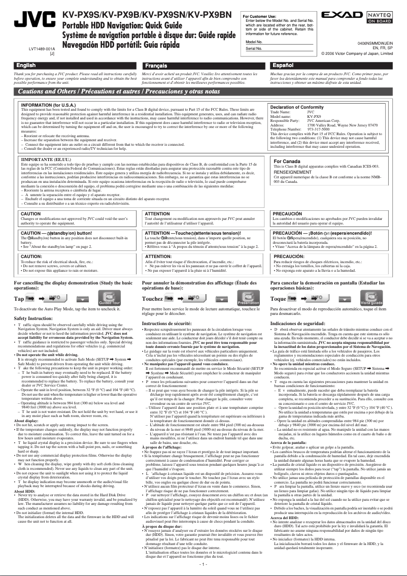 Page 1 de la notice Manuel utilisateur JVC eAvinu KV-PX9B
