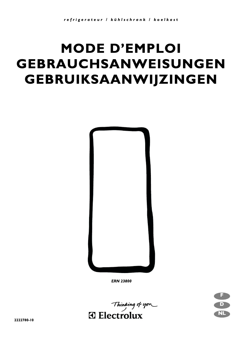 Page 1 de la notice Manuel utilisateur Electrolux ERN 23800