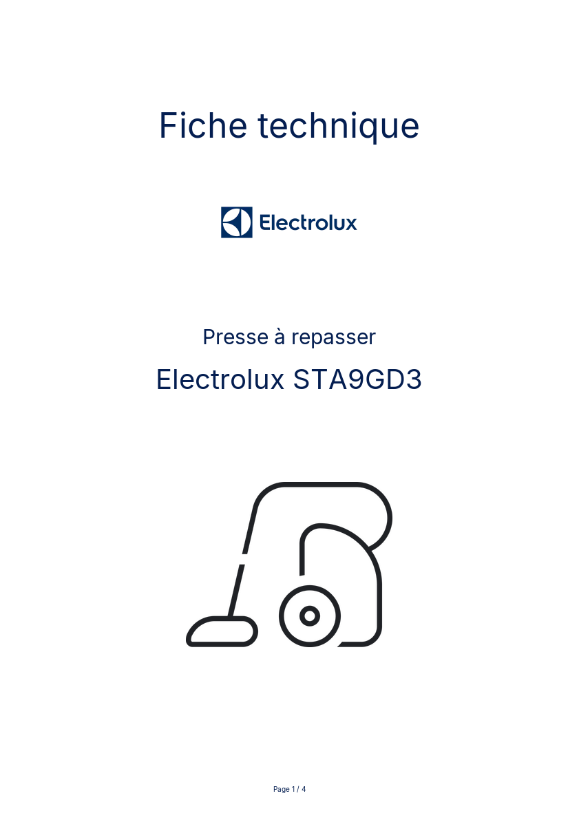 Image de la première page du manuel de l'appareil STA9GD3