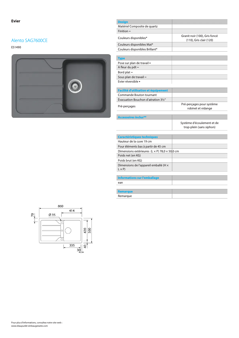 Image de la première page du manuel de l'appareil Alento SAG7600CE