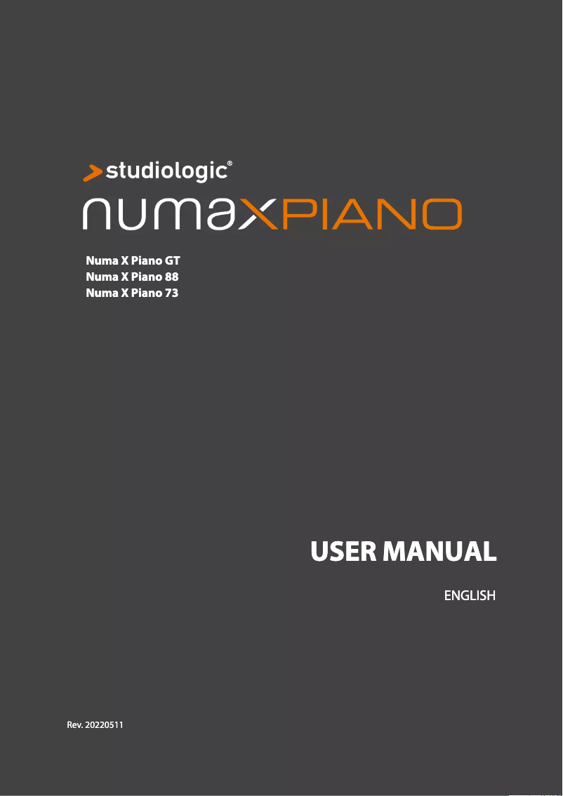 Page 1 de la notice Manuel utilisateur Studiologic Numa X Piano 73