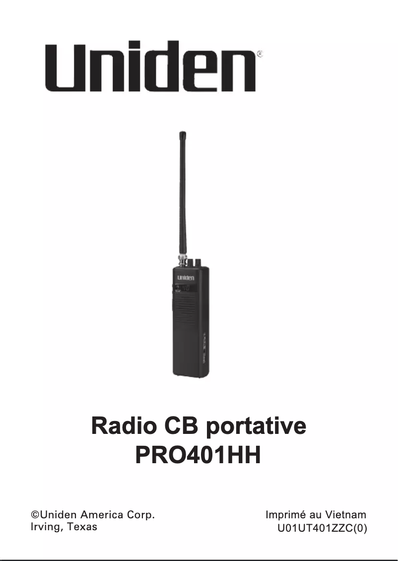 Page 1 de la notice Manuel utilisateur Uniden PRO401HH