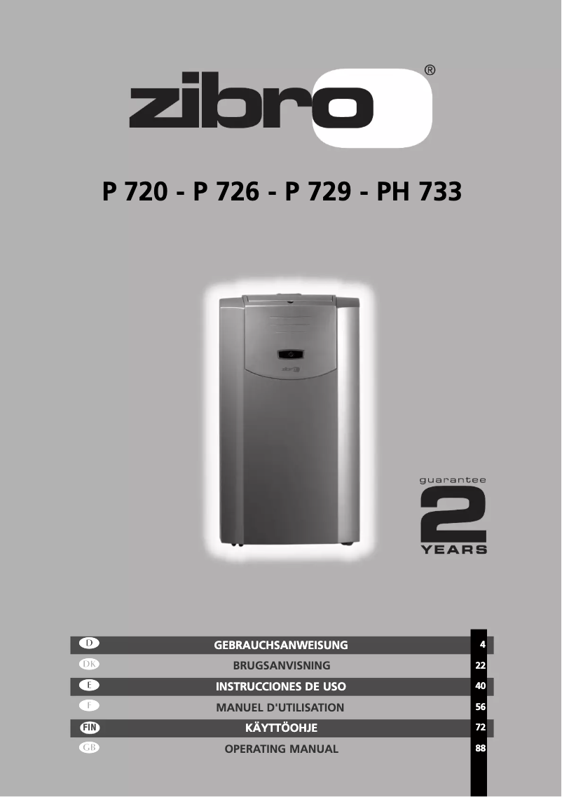 Page 1 de la notice Manuel utilisateur Zibro P 726