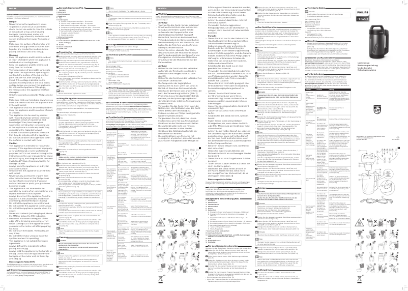 Page 1 de la notice Manuel utilisateur Philips Viva Collection HR2204