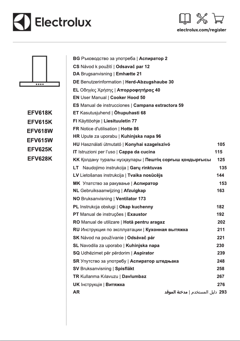 Page n°1 - Manuel utilisateur Electrolux EFV625K