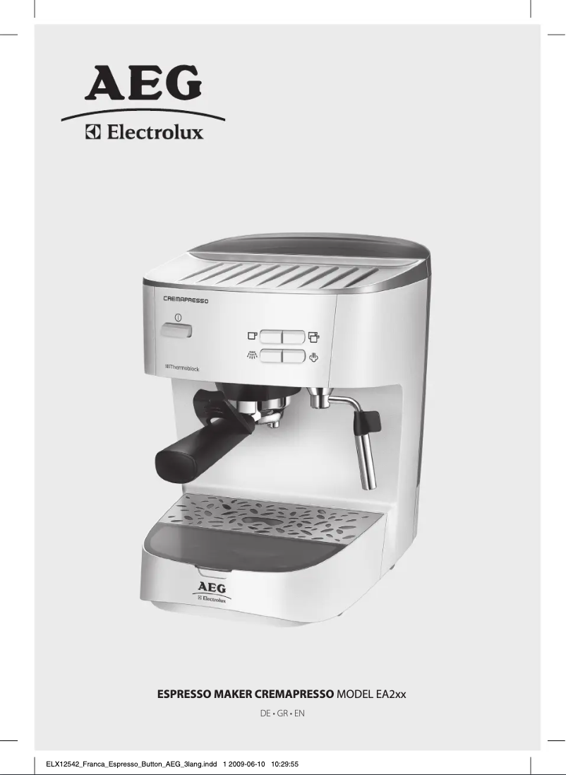 Page 1 de la notice Manuel utilisateur AEG-Electrolux Cremapresso EA260