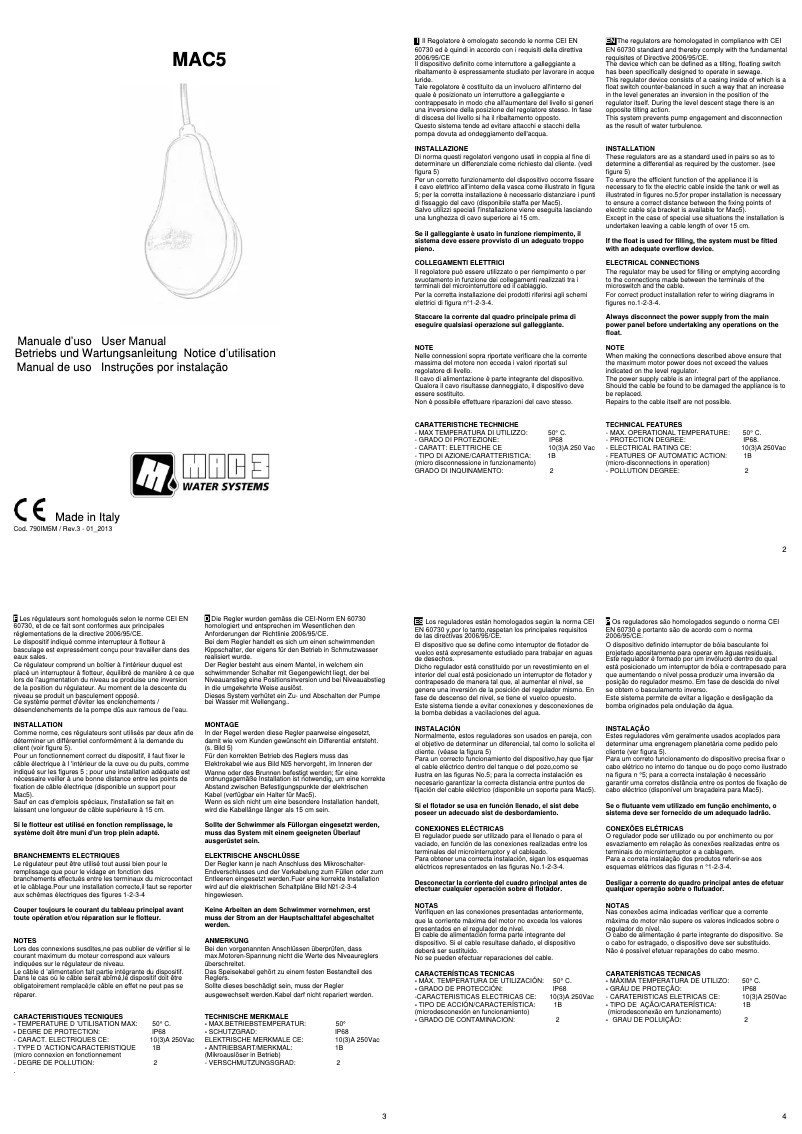 Page n°1 - Manuel utilisateur Vemer MAC5