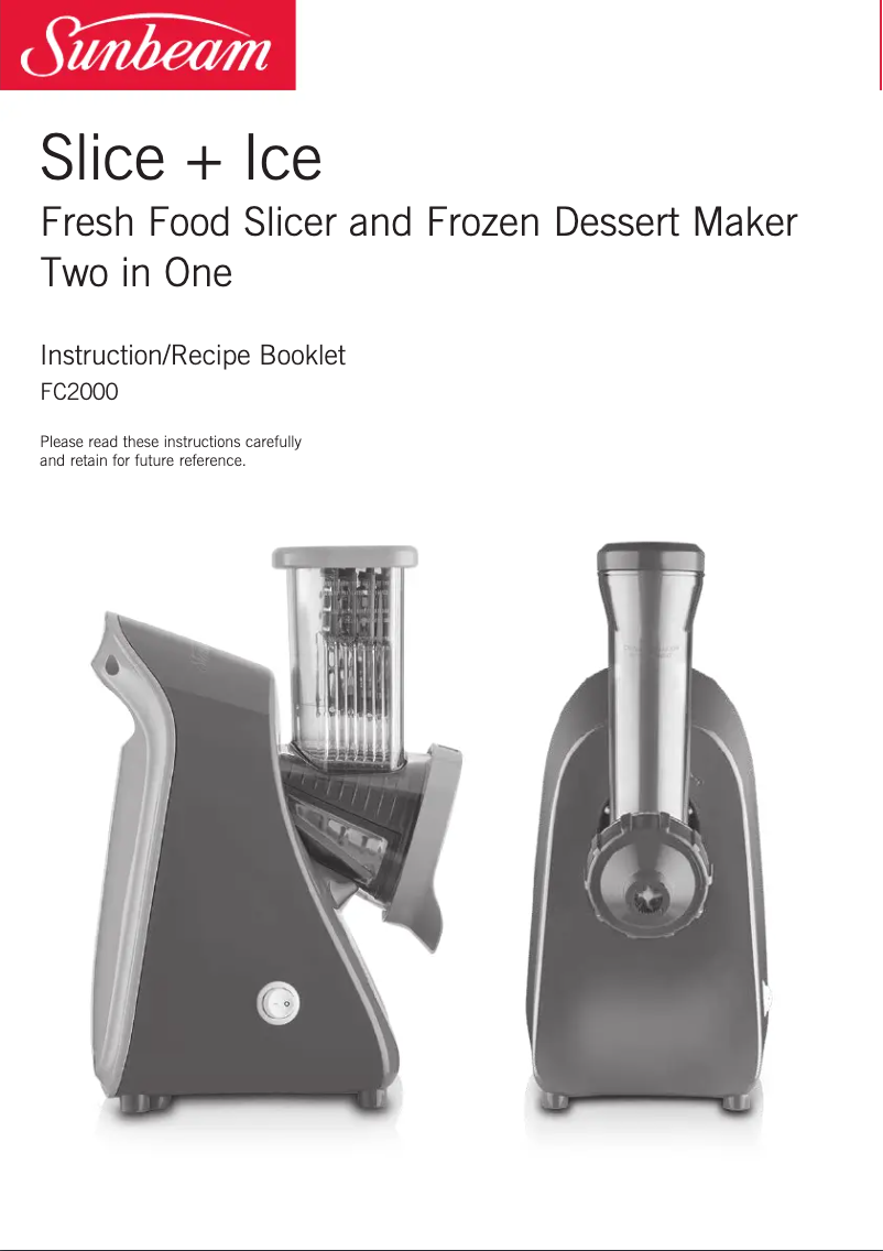 Page 1 de la notice Manuel utilisateur Sunbeam FC2000