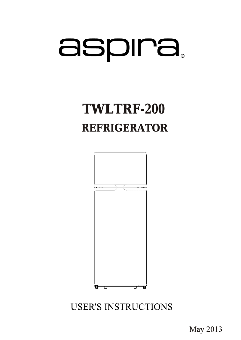 Page 1 de la notice Manuel utilisateur Aspira TWLTRF-200