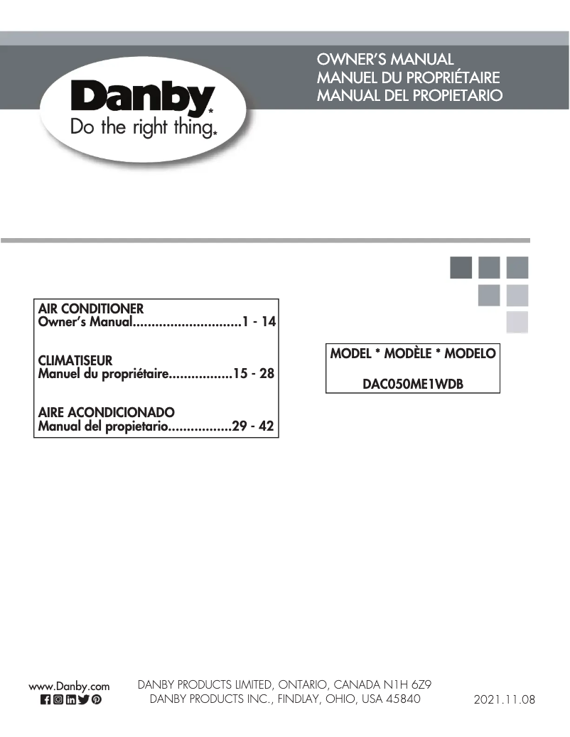 Página 1 del manual Manual de usuario Danby DAC050ME1WDB