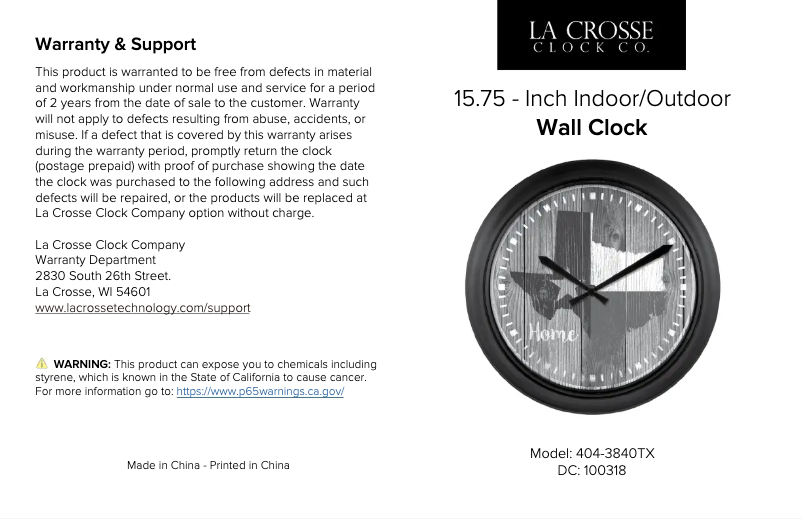 Page 1 de la notice Manuel utilisateur La Crosse Technology 404-3840TX