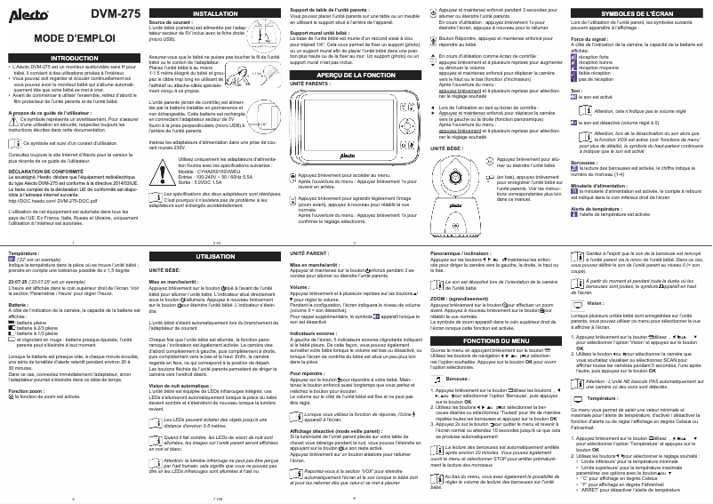 Page n°1 - Manuel utilisateur Alecto DVM-275