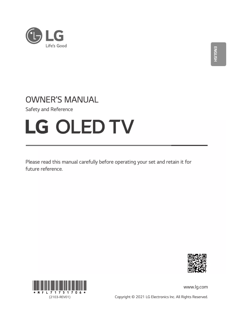 Imagen de la primera página del manual del dispositivo OLED77C1RLA