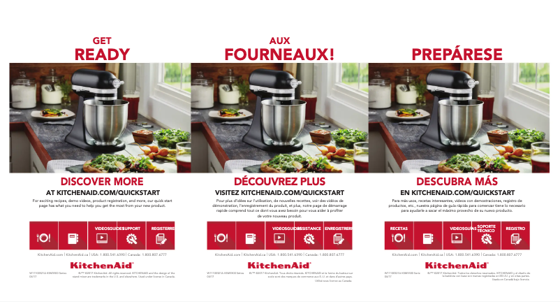 Page n°1 - Guide de démarrage rapide KitchenAid KSM3316XBM