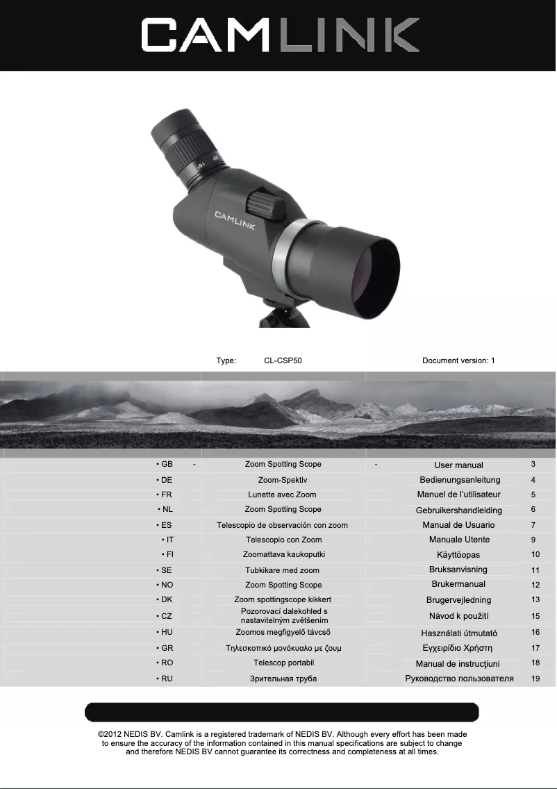 Page 1 de la notice Manuel utilisateur CamLink CSP50
