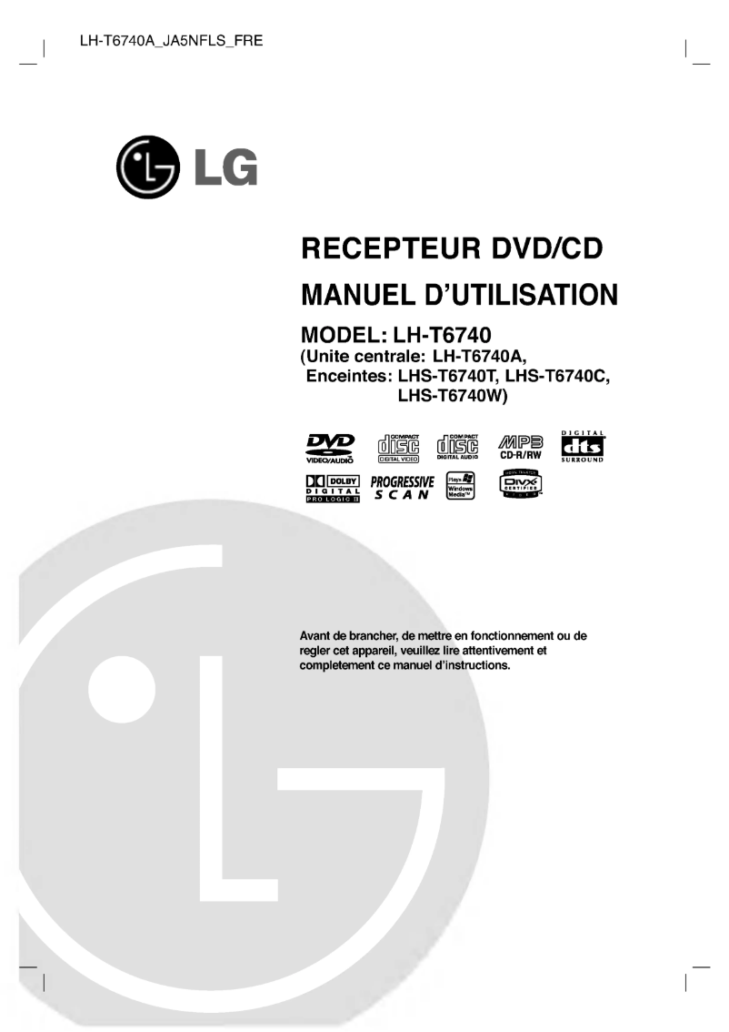 Page 1 de la notice Manuel utilisateur LG LH-T6740A