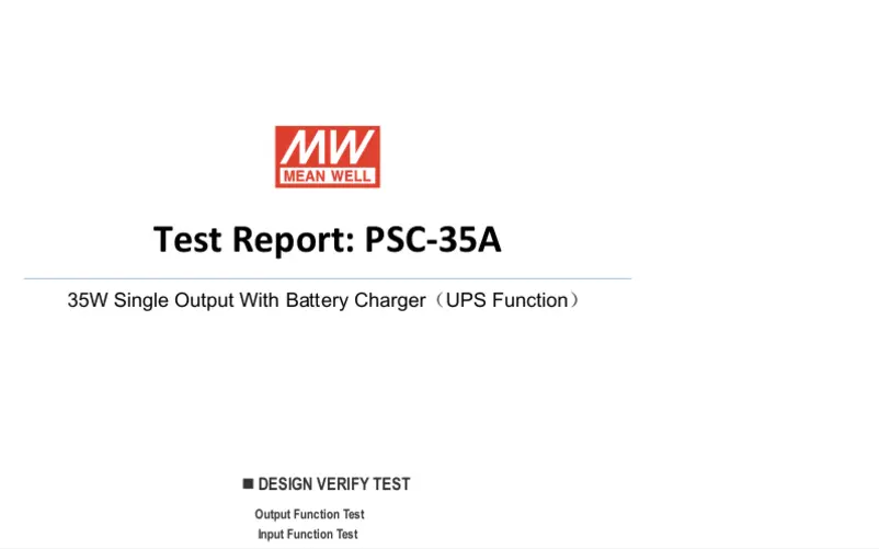 Page 1 de la notice Fiche technique Mean Well PSC-35A
