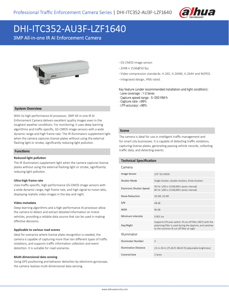 Page 1 de la notice Manuel utilisateur Dahua Technology ITC352-AU3F-LZF1640