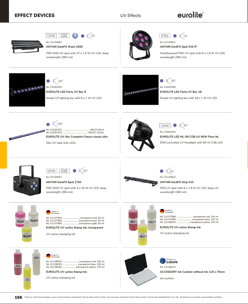Page 1 de la notice Catalogue Eurolite LED Party UV Bar-18