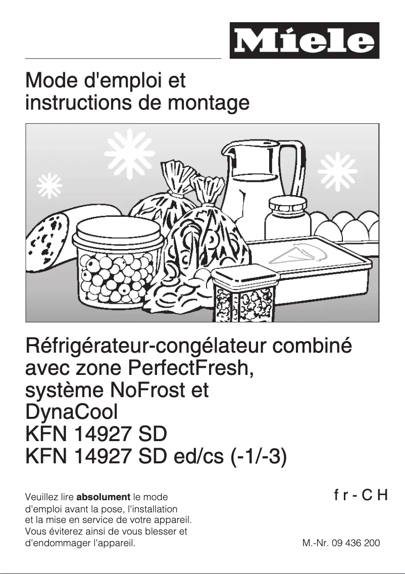 Page 1 de la notice Manuel utilisateur Miele KFN 14927 SD ED/CS-1