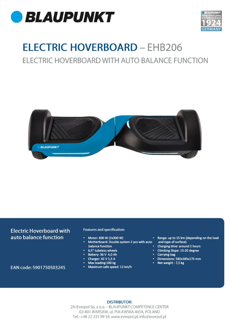 Image de la première page du manuel de l'appareil EHB206