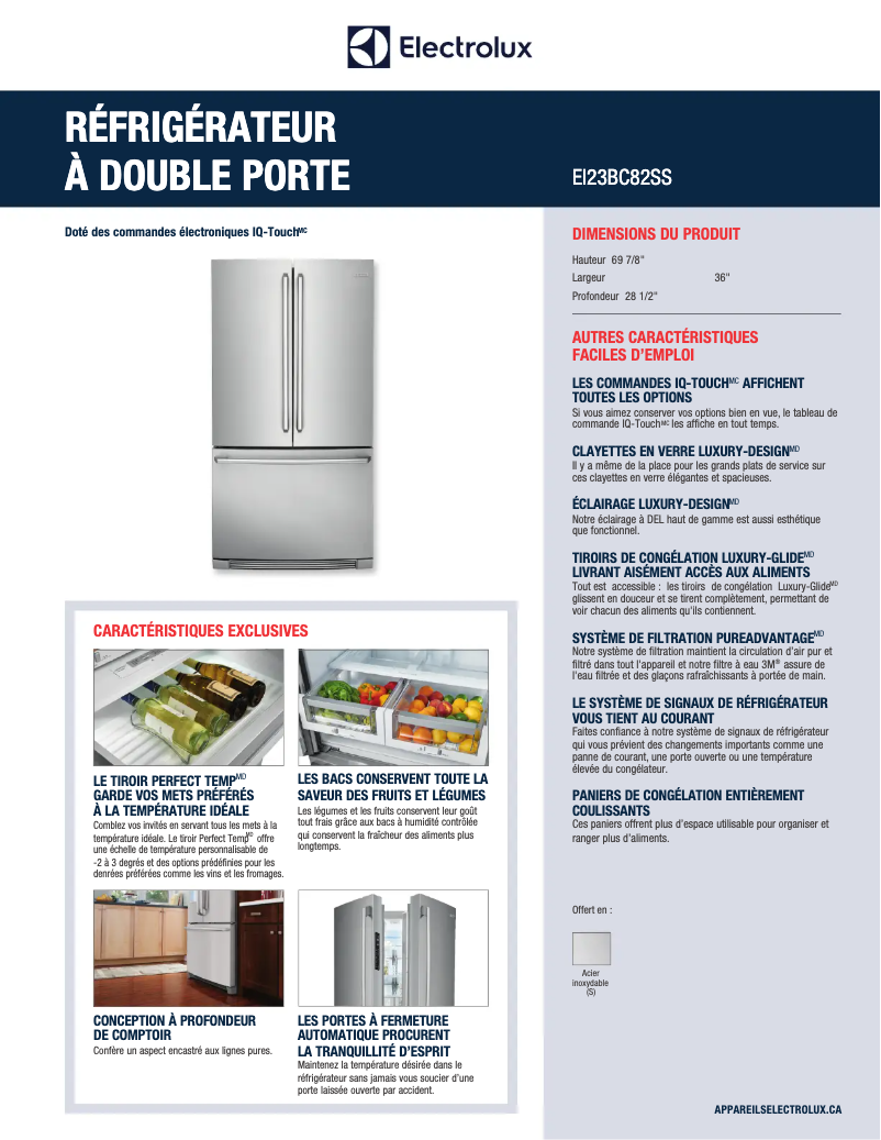 Page n°1 - Fiche technique Electrolux EI23BC82SS
