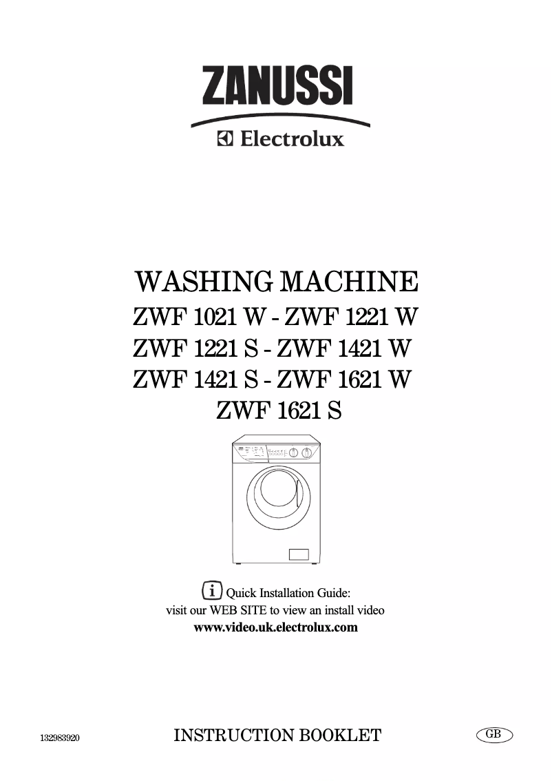 Page 1 de la notice Manuel utilisateur Zanussi-Electrolux ZWF 1621 W