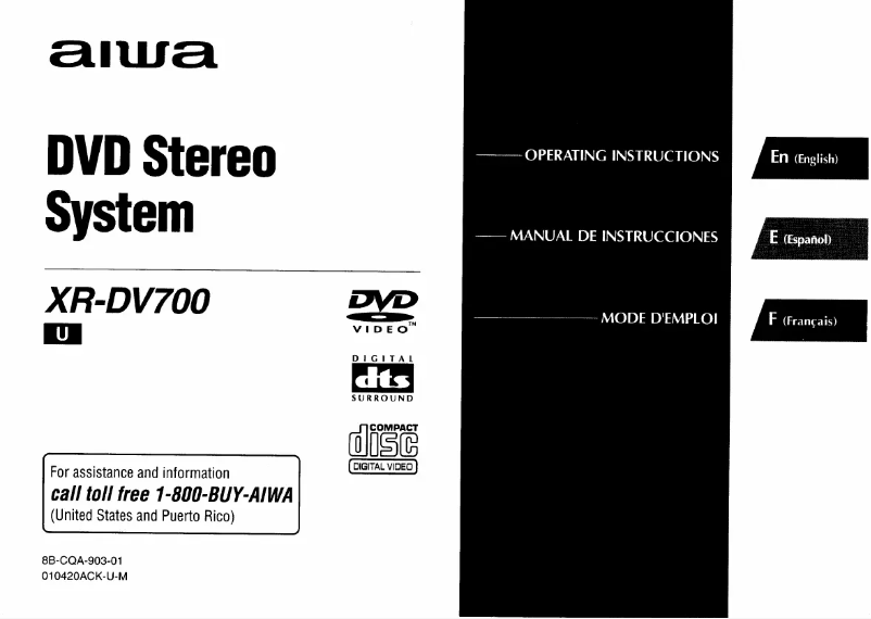 Page 1 de la notice Manuel utilisateur Aiwa XR-DV700