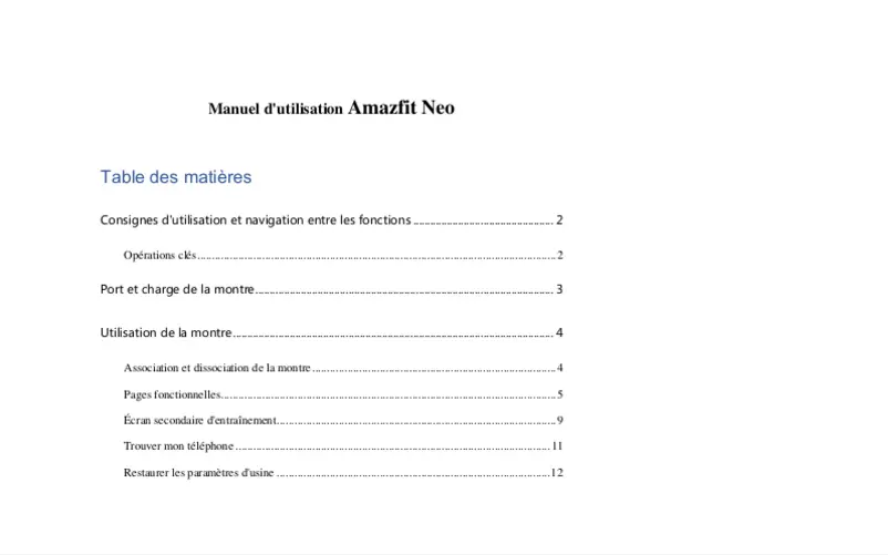 Page n°1 - Manuel utilisateur Amazfit Neo