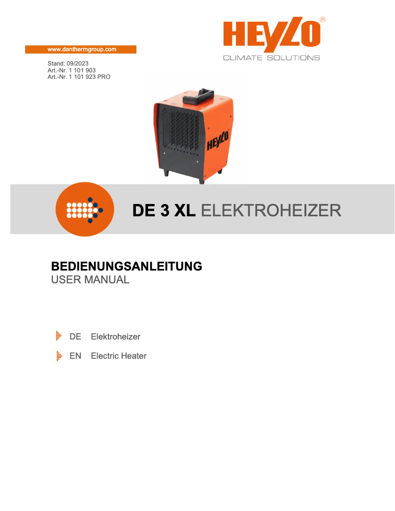 Page 1 de la notice Manuel utilisateur Heylo DE 3 XL