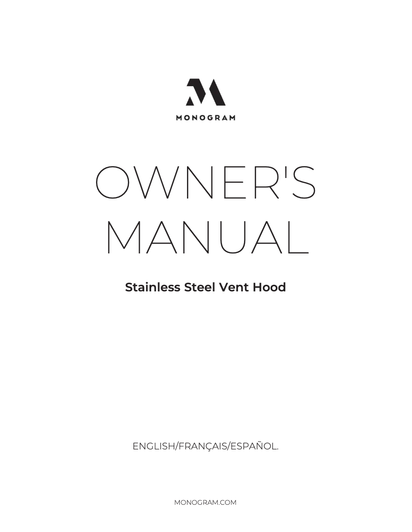 Page 1 de la notice Manuel d'utilisation et d'entretien Monogram ZV850SPSS