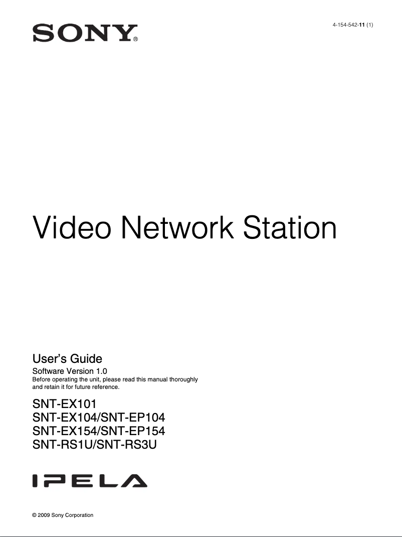 Page 1 de la notice Manuel utilisateur Sony SNTEP154