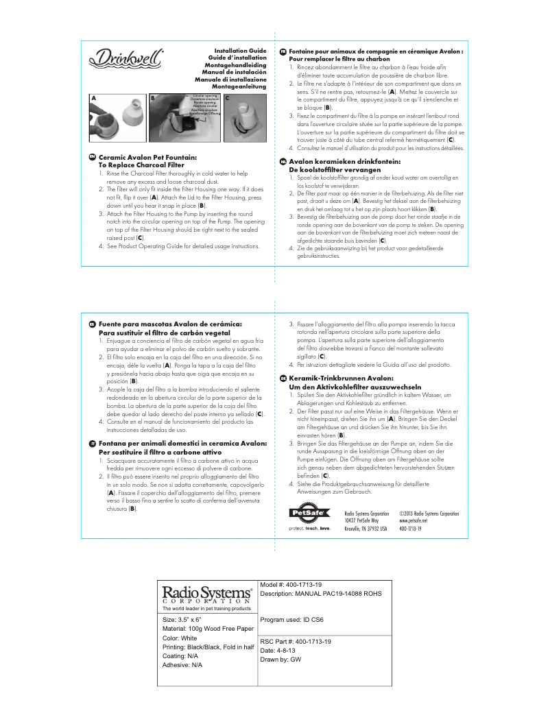 Page n°1 - Manuel utilisateur PetSafe Drinkwell PAC19-14088
