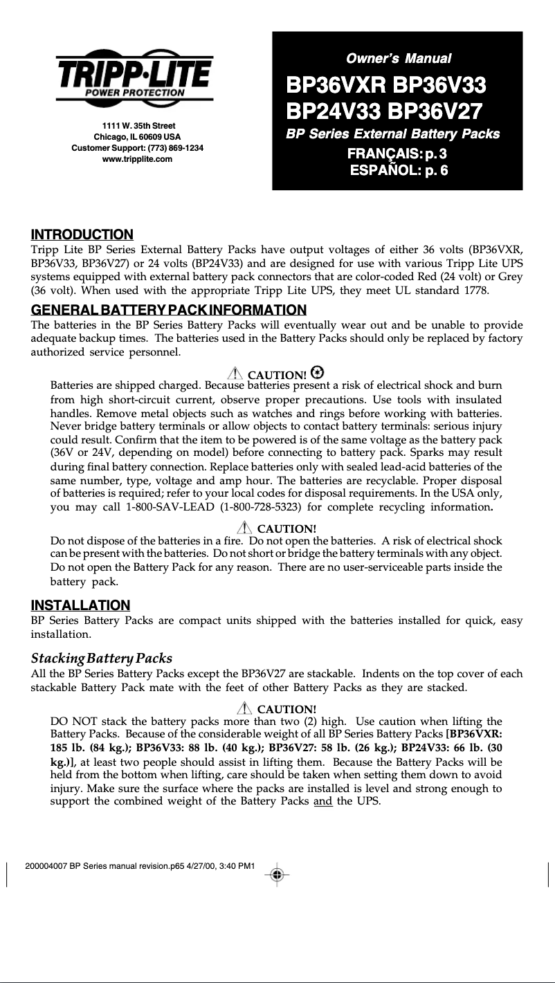 Image de la première page du manuel de l'appareil BP24V33