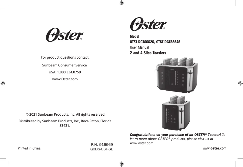 Page 1 de la notice Manuel utilisateur Oster OTST-DGTSSS4S-GB21