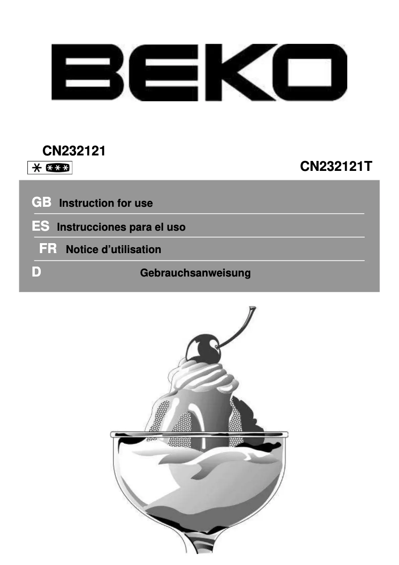 Page 1 de la notice Manuel utilisateur Beko CN232121T