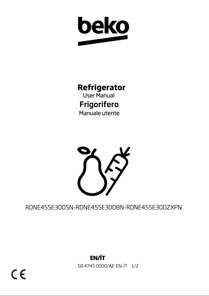 Page 1 de la notice Manuel utilisateur Beko RDNE455E30DSN