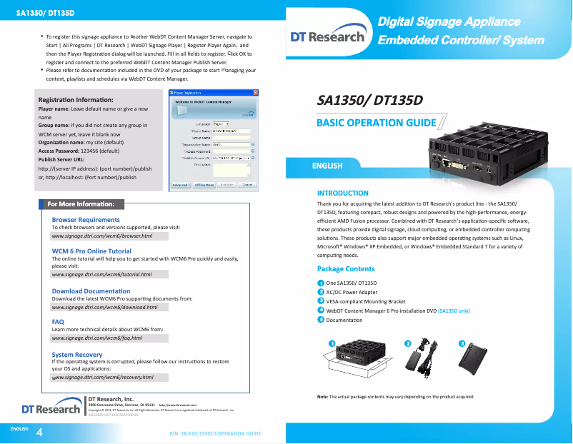 Image de la première page du manuel de l'appareil SA1350