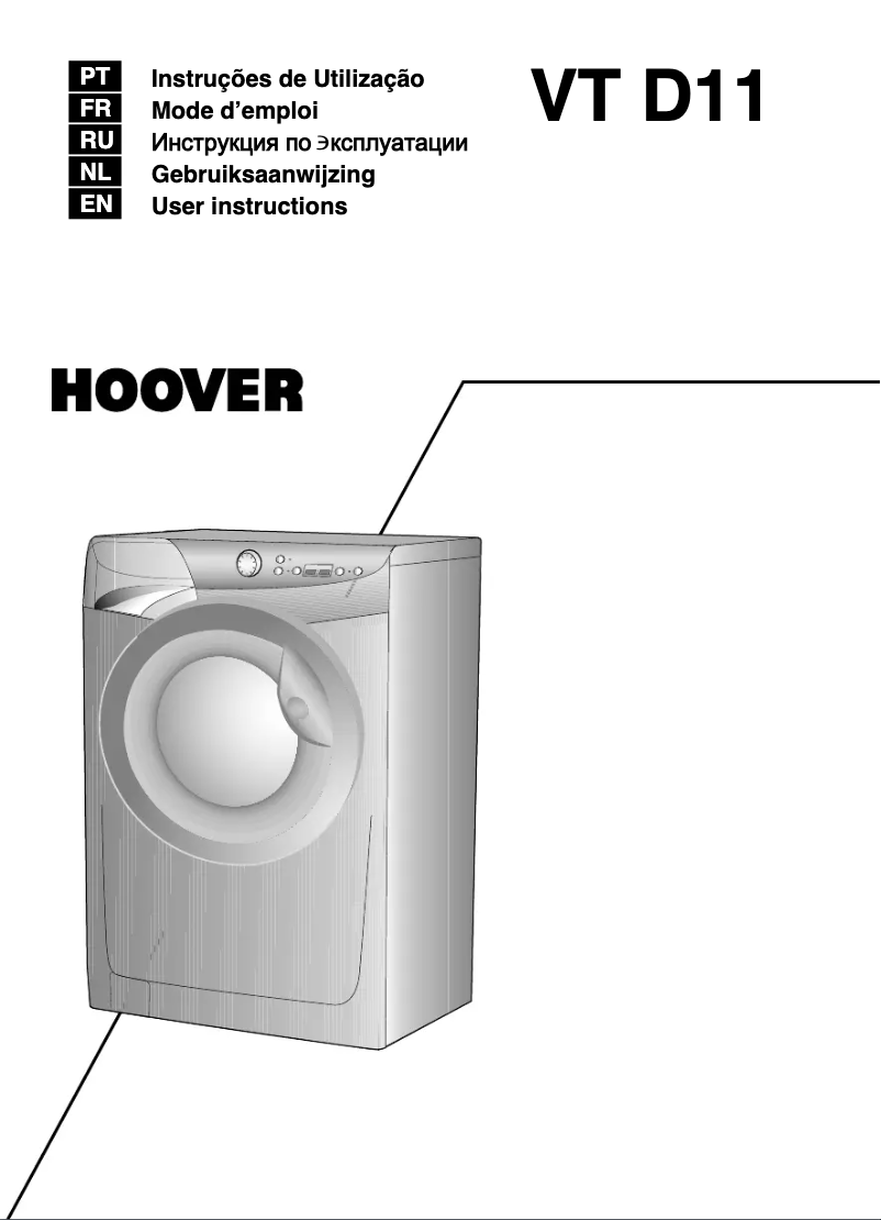 Page n°1 - Manuel utilisateur Hoover VT 814D11/1-S