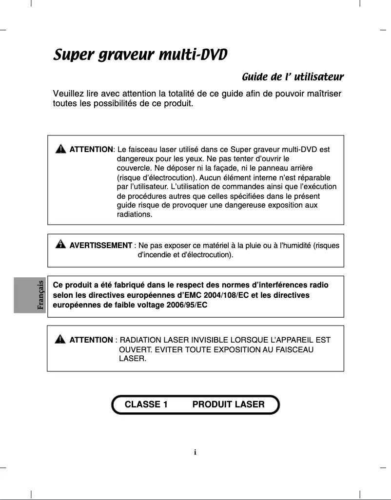 Page 1 de la notice Manuel utilisateur LG GH24NS50