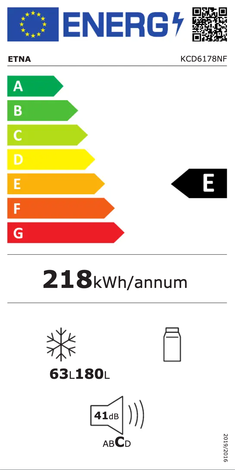 Page n°1 - Label énergétique Etna KCD6178NF