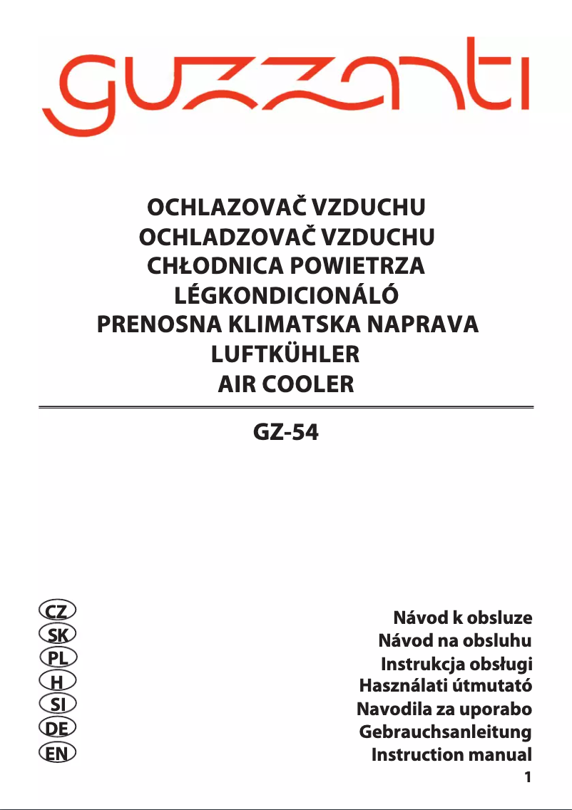 Imagen de la primera página del manual del dispositivo GZ-54