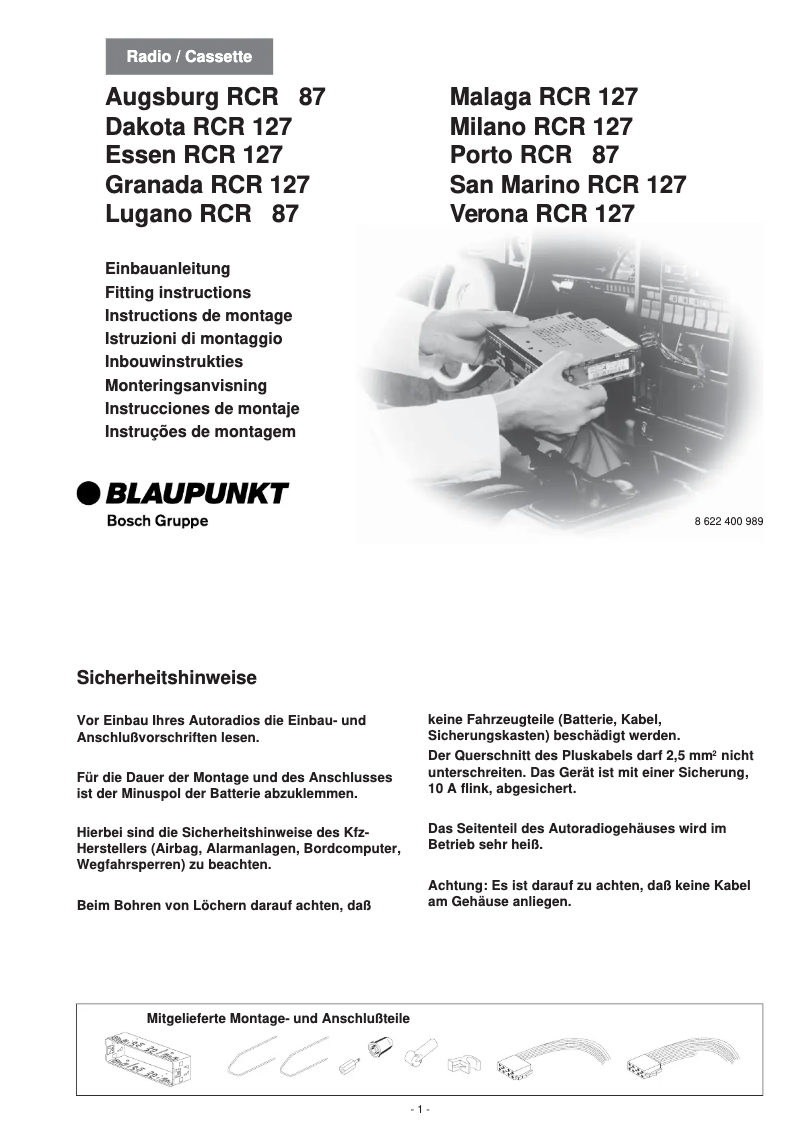 Page 1 de la notice Manuel utilisateur Blaupunkt Porto RCR 87